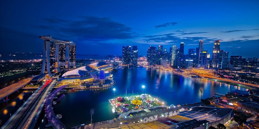 Singapore — the bay skyline at night